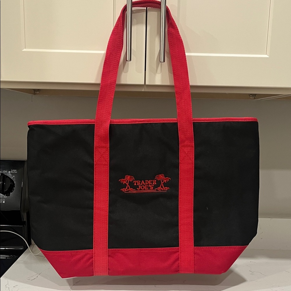 Trader Joe's Black and Red Tote Bag